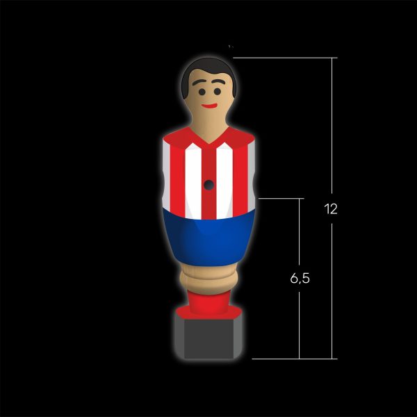 medidas muñeco futbolín de madera atlético de Madrid